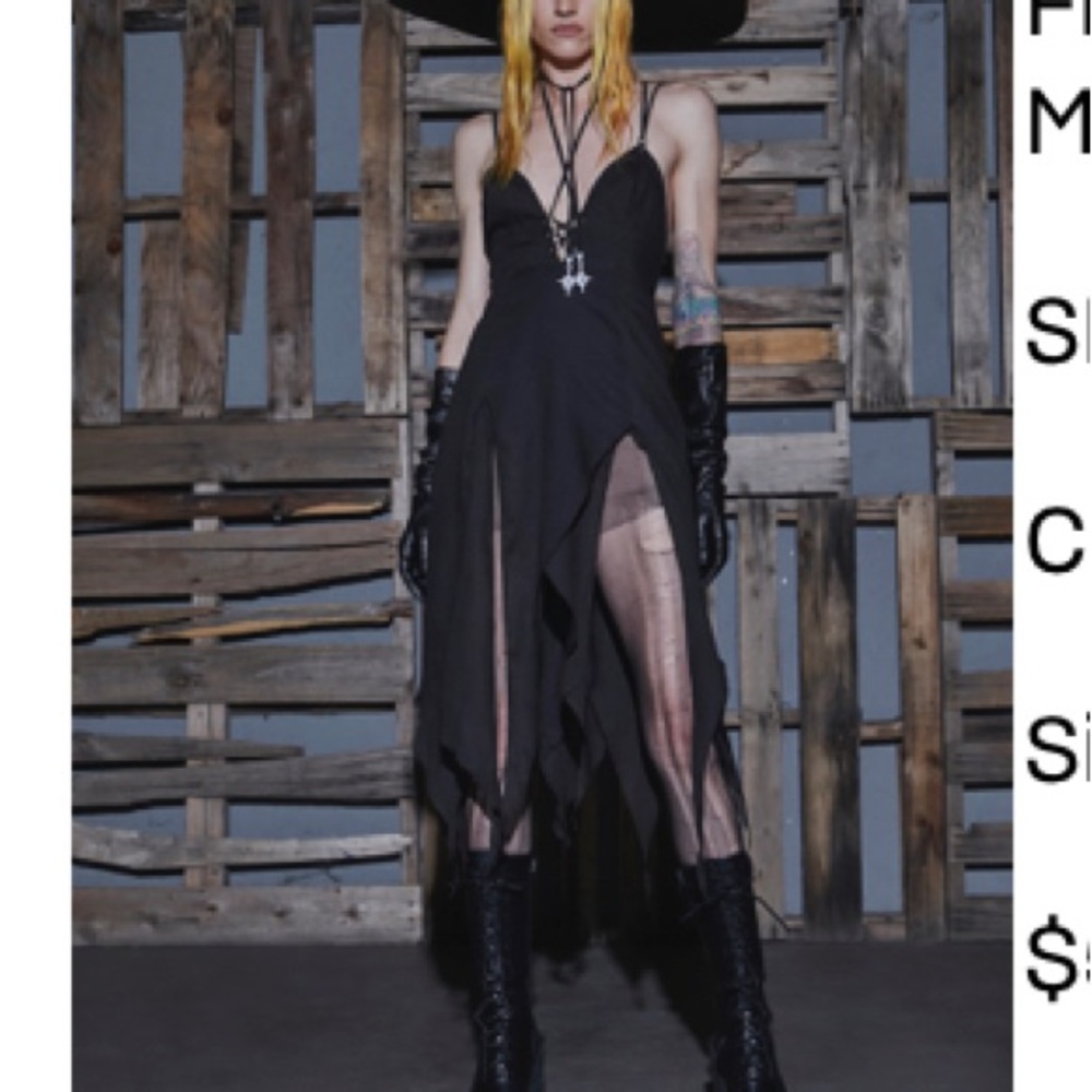 Dolls Kill - Darker Wavs - Flanger Chiffon Asymmetrical Strappy Mini Dress